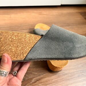 Mila Paoli BlueGray Suede Wedge Mules